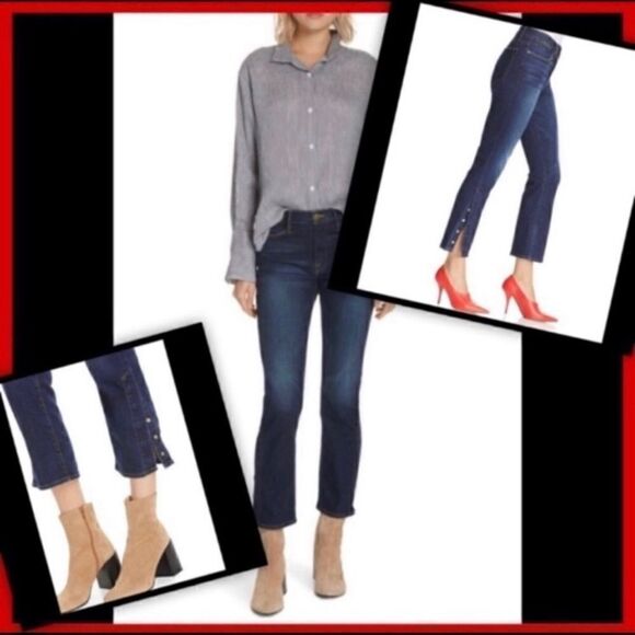 FRAME MERIBEL LE HIGH RISE STRAIGHT LEG SNAP HEM Jeans - Picture 1 of 6
